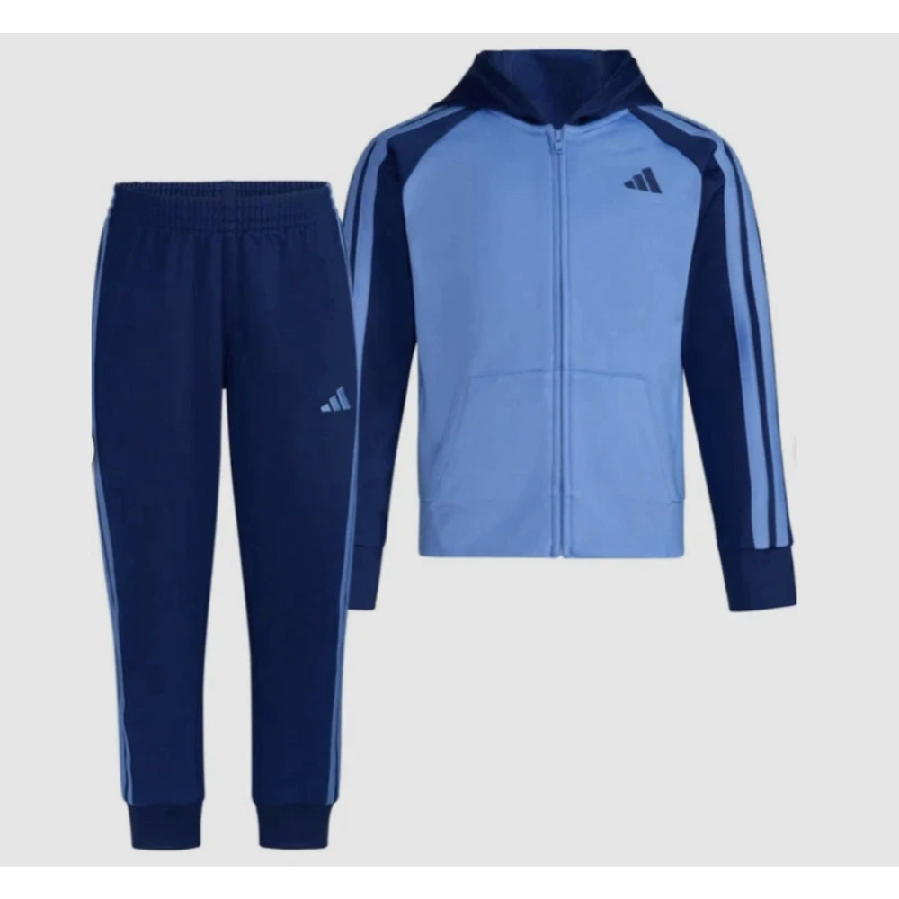 NWT Adidas Boys 2-Piece Tracksuit Set Jacket & Joggers Navy 2T